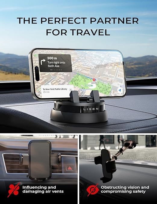 LISEN 360° Rotating Car Phone Mount Holder